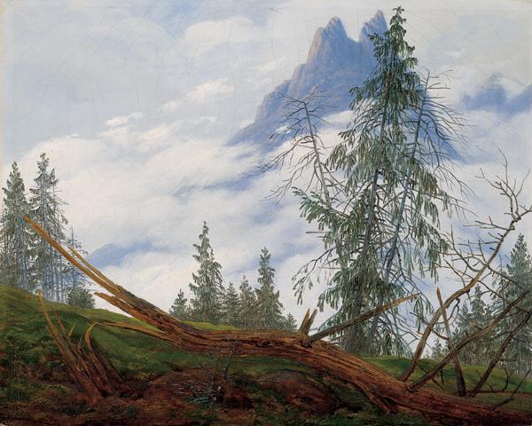 Caspar David Friedrich Mountain Peak with Drifting Clouds oil painting picture